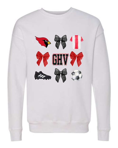 GHV Soccer '25 - Bow Design BELLA + CANVAS - Sponge Fleece Drop Shoulder Crewneck Sweatshirt