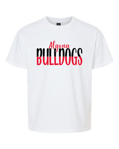 Algona Boosters - White Short Sleeve Tee | Algona Bulldogs/Split Script