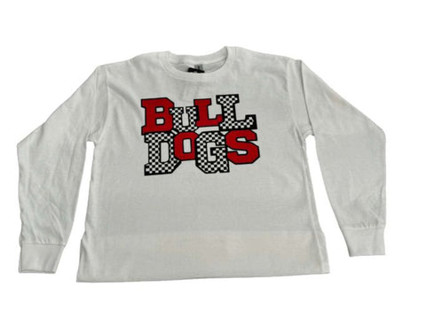 Algona Boosters - White Long Sleeve Tee | Checkered Bulldogs (Youth/Adult)