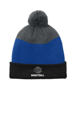 CS Basketball '24 - Cozy Striped Pom Beanie