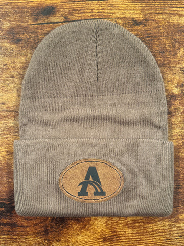 Algona Boosters - Brown Knit Cap (Leather Patch)